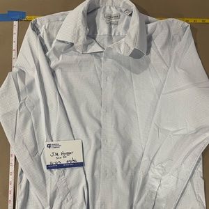 J.M. Haggar Slim Fit Dress Shirt White Gray Plaid 16.5x34/35